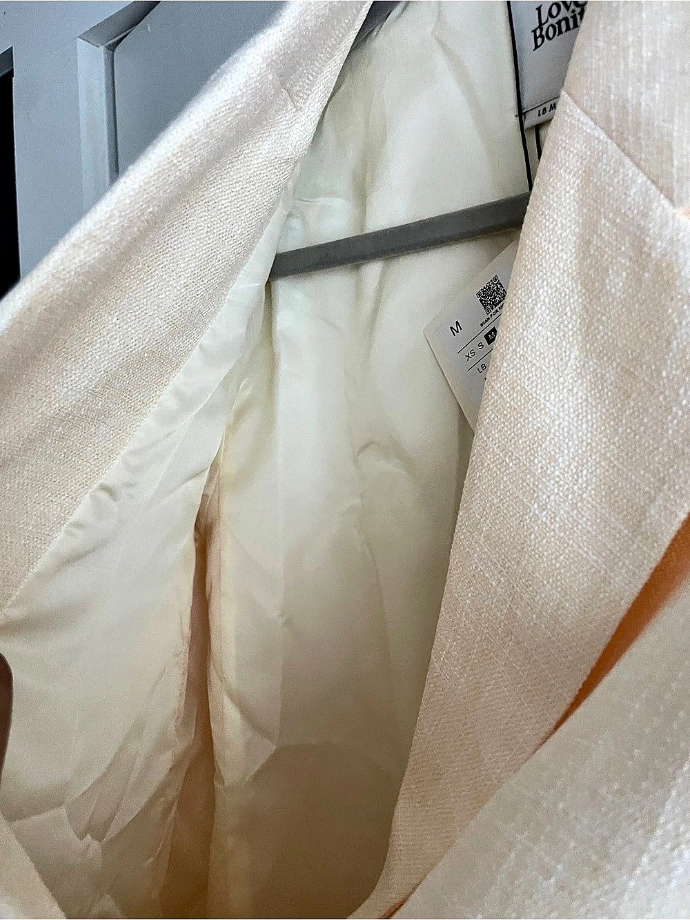 Nwt Love, Bonito Double-Breasted Linen-Blend Blazer Pale Cream Yellow — image 7 of 8